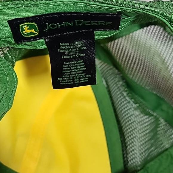 John Deere Embroidered Snapback Trucker Hat Cap Green White Mesh Back Adjustable - Picture 6 of 6